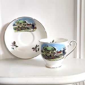 Souvenir Amherst, Nova Scotia china cup and saucer/ bone china provincial